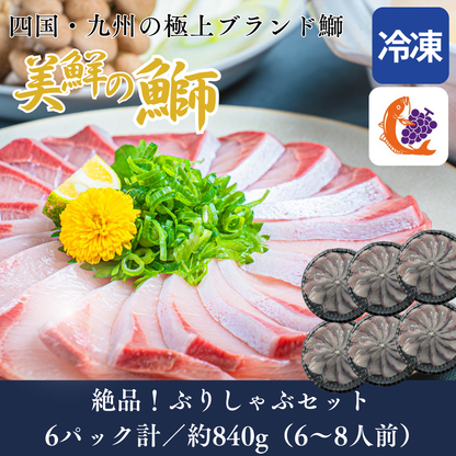 【しゃぶしゃぶ用】四国・九州産「美鮮の鰤」スライス（6パック計／約840g）｜お出汁にさっと潜らせる極上ぶりしゃぶ｜刺身OK｜冷凍便【No.17】