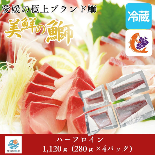 【愛媛のブランド鰤 美鮮の鰤】ハーフロイン 1,120g（280×4パック）｜ポリフェノールで鮮度長持ち！｜産地直送｜冷蔵便 【No.04】