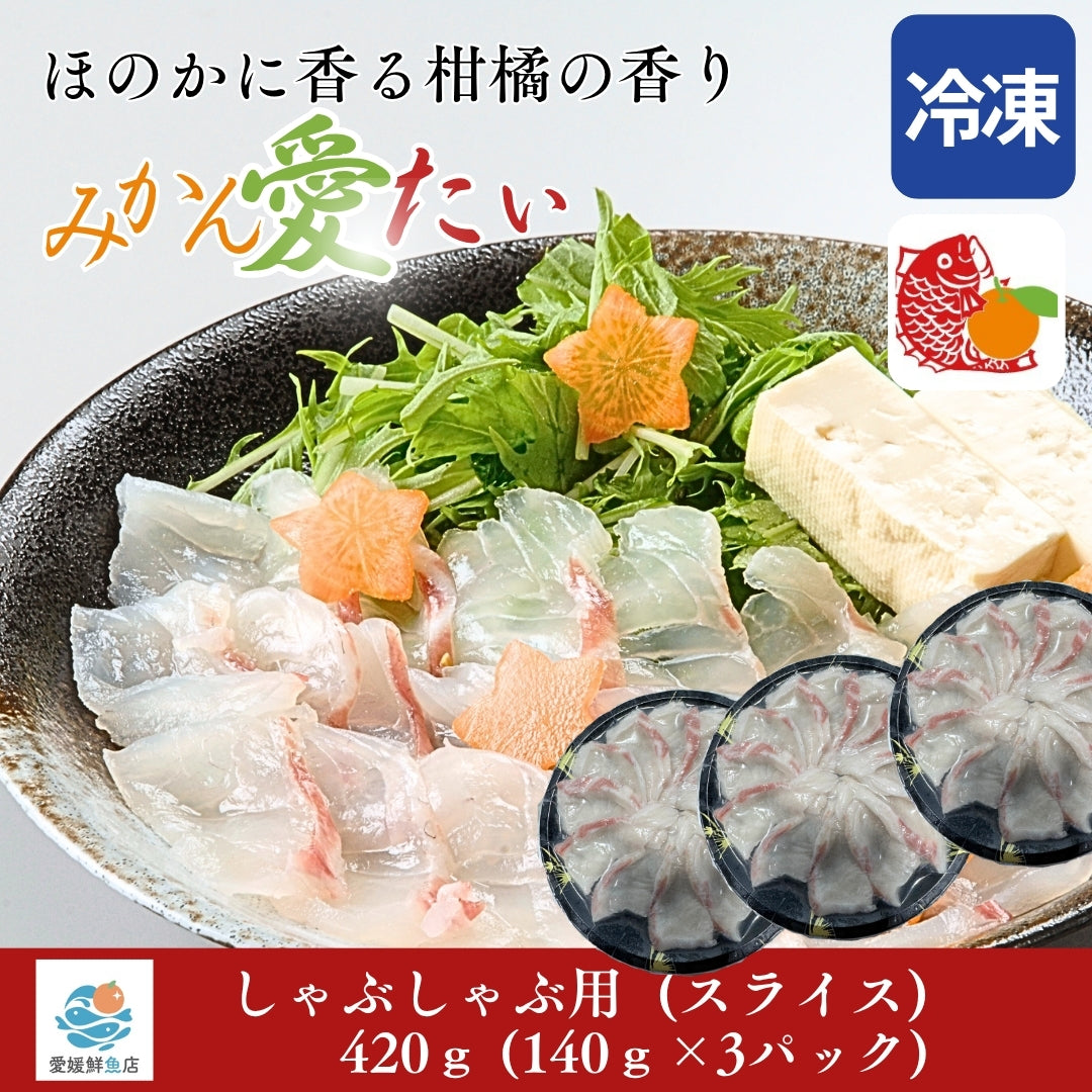 【愛媛のブランド鯛 みかん愛たい】柑橘香る絶品タイしゃぶスライス 140g×3パック（計420g）｜刺身でもOK・冷凍便  【No.44】