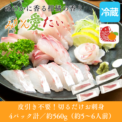 【刺身用・冷蔵】愛媛県産「みかん愛たい（真鯛）」スキンレスロイン（約0.56kg／4パック）｜柑橘香る旨み【No.36】